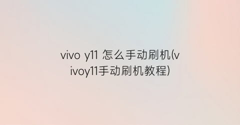 “vivoy11怎么手动刷机(vivoy11手动刷机教程)